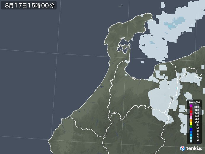 石川県の雨雲レーダー(2020年08月17日)