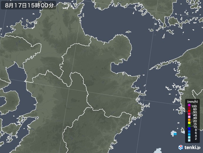 大分県の雨雲レーダー(2020年08月17日)