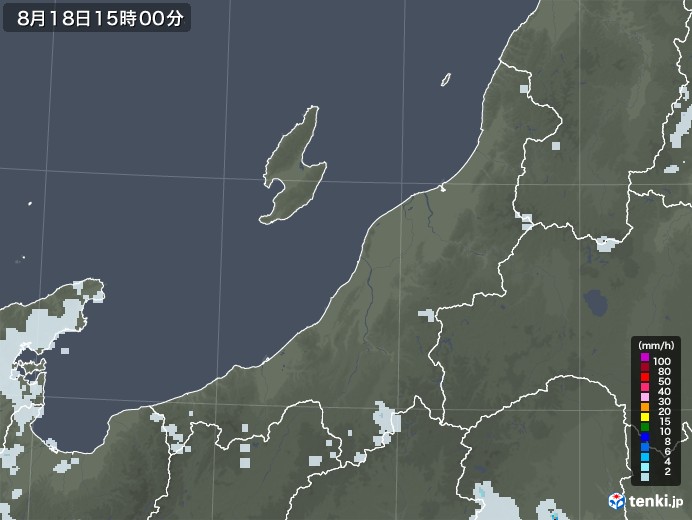 新潟県の雨雲レーダー(2020年08月18日)