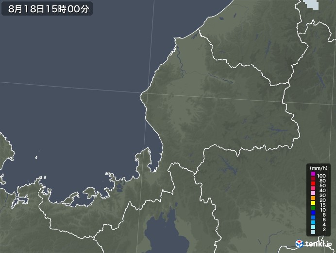 福井県の雨雲レーダー(2020年08月18日)