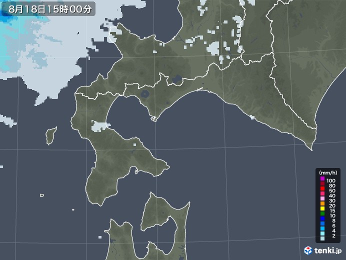 道南の雨雲レーダー(2020年08月18日)