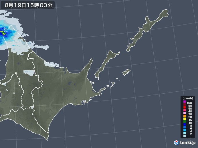 道東の雨雲レーダー(2020年08月19日)
