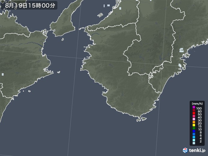 和歌山県の雨雲レーダー(2020年08月19日)