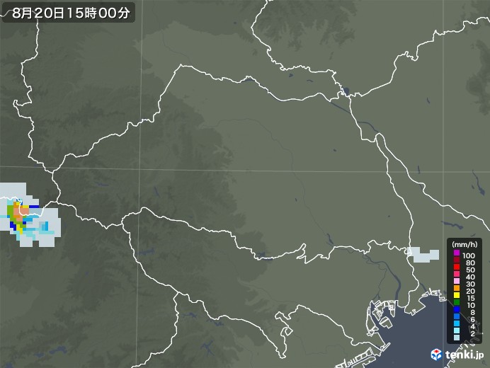 埼玉県の雨雲レーダー(2020年08月20日)