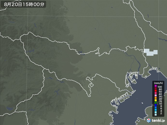 東京都の雨雲レーダー(2020年08月20日)