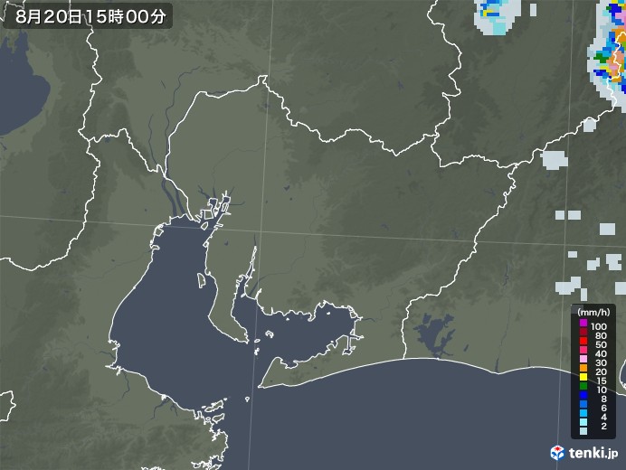 愛知県の雨雲レーダー(2020年08月20日)