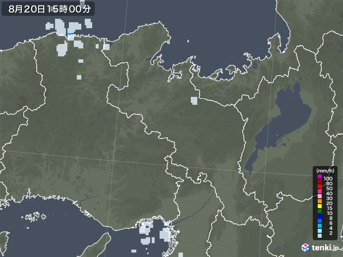 京都府の雨雲レーダー(2020年08月20日)