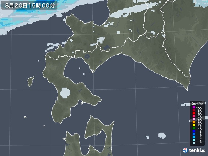 道南の雨雲レーダー(2020年08月20日)