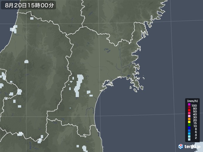 宮城県の雨雲レーダー(2020年08月20日)