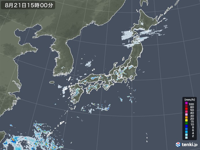 雨雲レーダー(2020年08月21日)