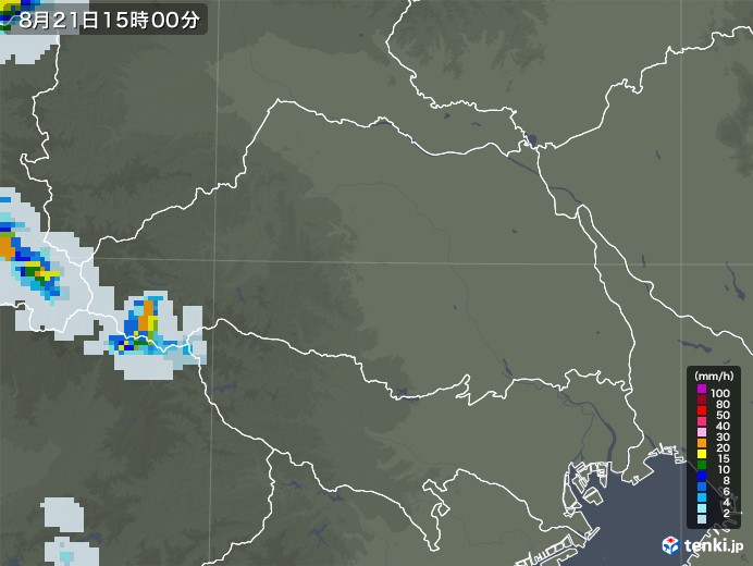 埼玉県の雨雲レーダー(2020年08月21日)