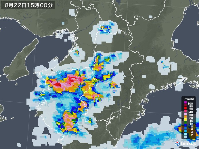 奈良県の雨雲レーダー(2020年08月22日)