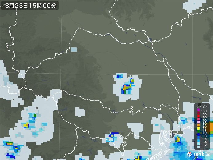 埼玉県の雨雲レーダー(2020年08月23日)