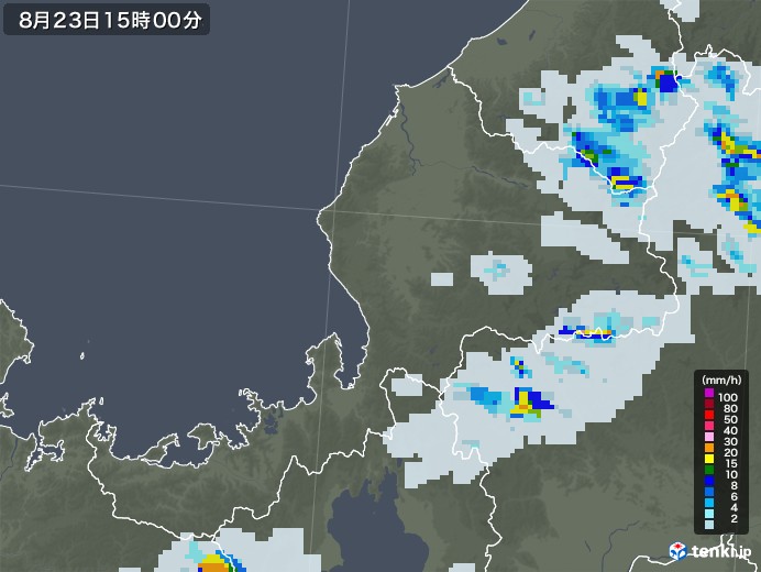 福井県の雨雲レーダー(2020年08月23日)