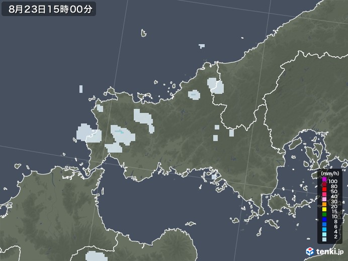 山口県の雨雲レーダー(2020年08月23日)