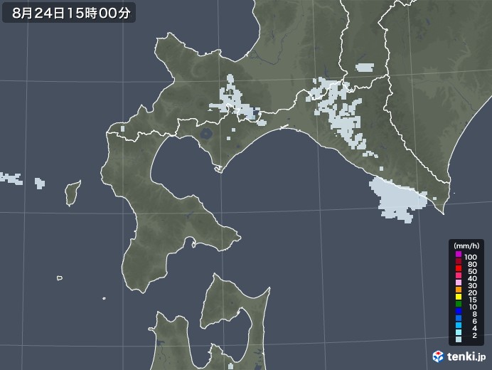 道南の雨雲レーダー(2020年08月24日)