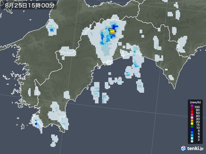 高知県の雨雲レーダー(2020年08月25日)