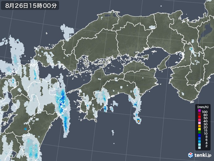 四国地方の雨雲レーダー(2020年08月26日)