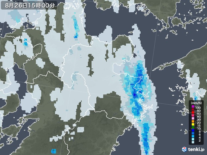 大分県の雨雲レーダー(2020年08月26日)