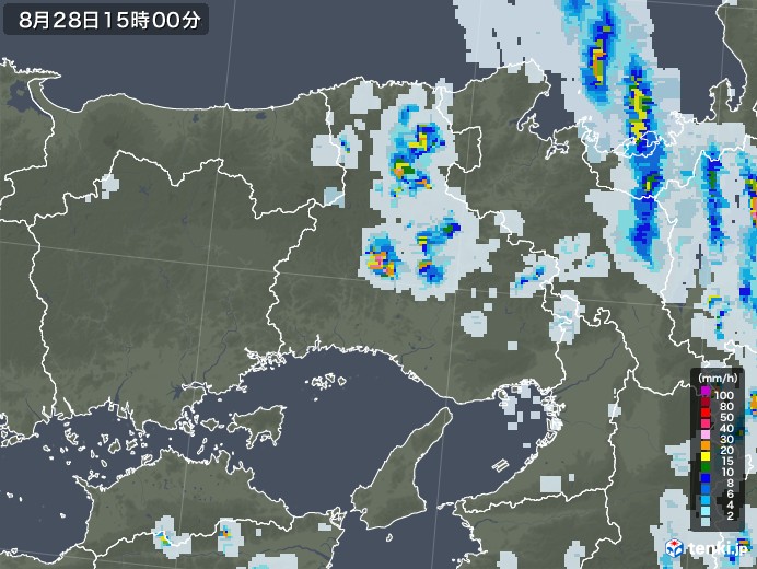 兵庫県の雨雲レーダー(2020年08月28日)