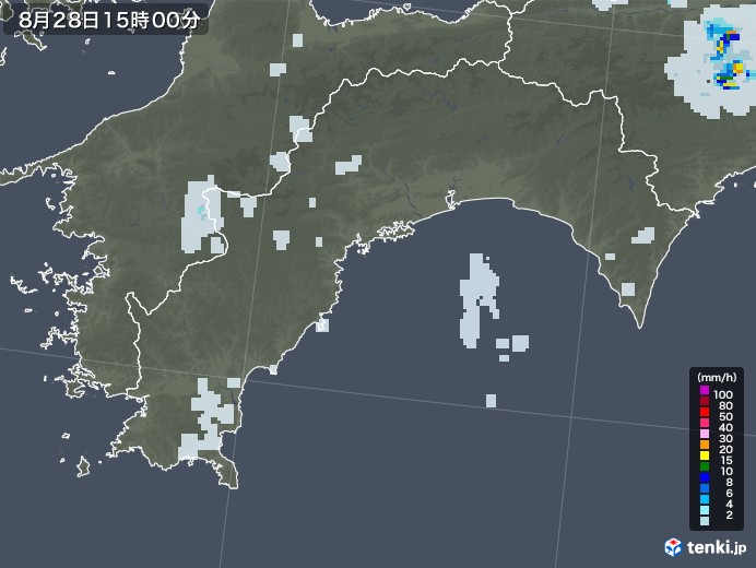 高知県の雨雲レーダー(2020年08月28日)