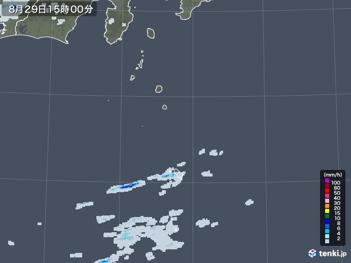 伊豆諸島(東京都)の雨雲レーダー(2020年08月29日)