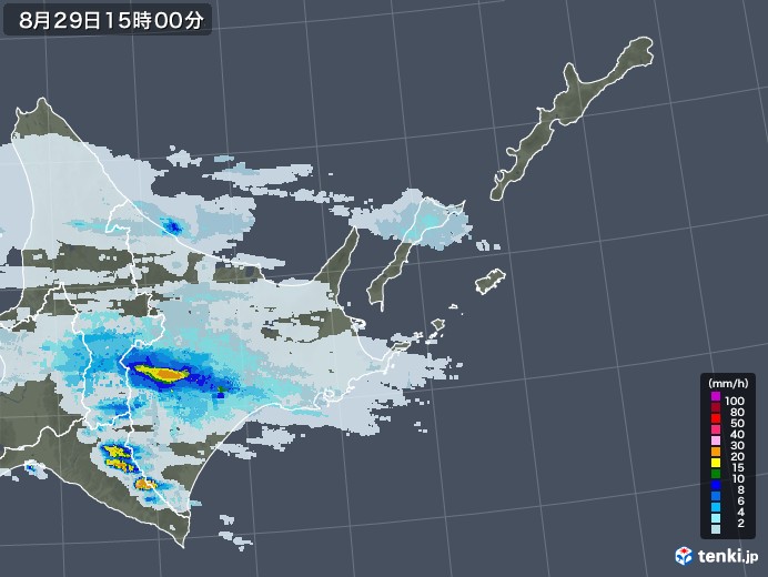 道東の雨雲レーダー(2020年08月29日)