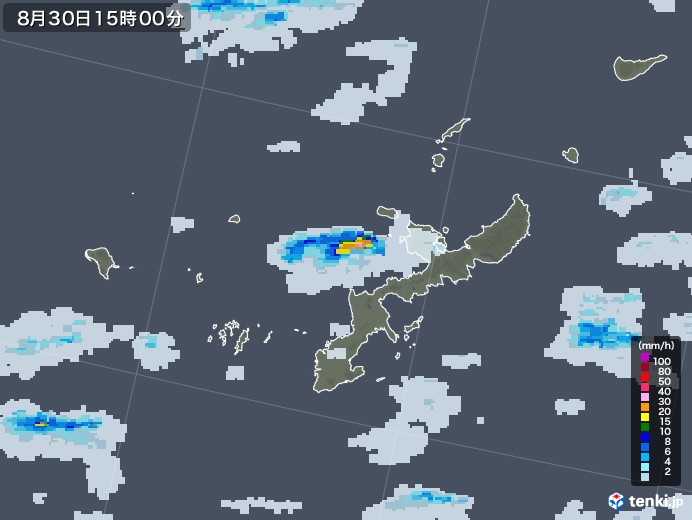 沖縄県の過去の雨雲レーダー 2020年08月30日 日本気象協会 Tenki Jp