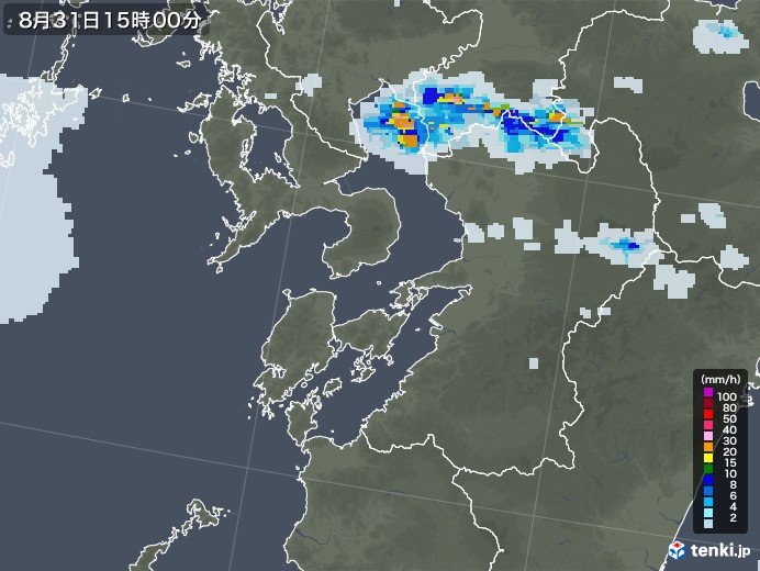 熊本県の雨雲レーダー(2020年08月31日)