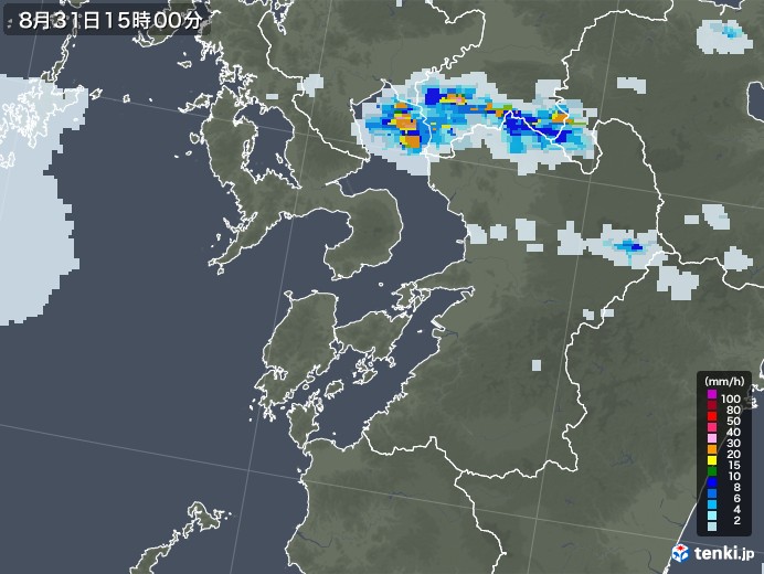 熊本県の雨雲レーダー(2020年08月31日)