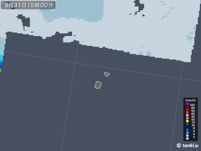 南大東島(沖縄県)の雨雲レーダー(2020年08月31日)
