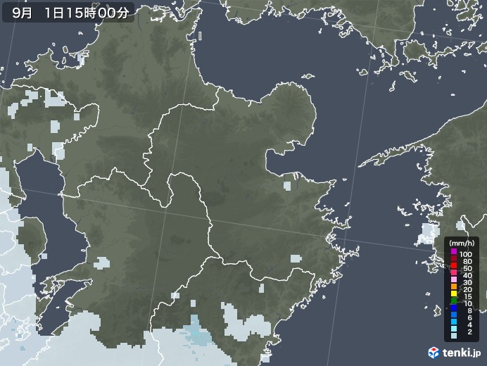 大分県の雨雲レーダー(2020年09月01日)