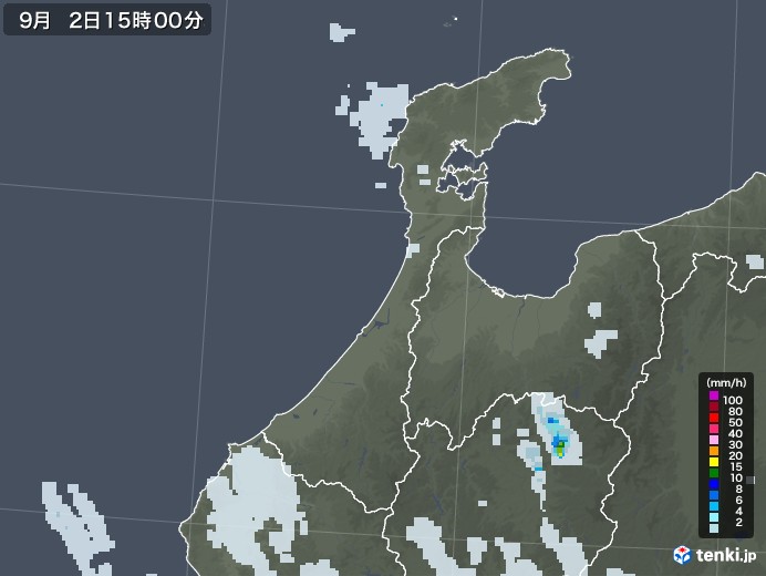 石川県の雨雲レーダー(2020年09月02日)