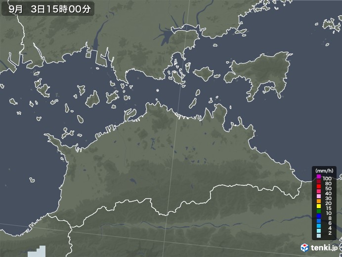 香川県の雨雲レーダー(2020年09月03日)