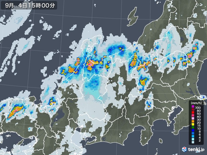 北陸地方の雨雲レーダー(2020年09月04日)