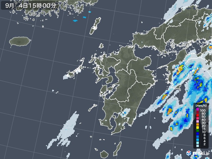 九州地方の雨雲レーダー(2020年09月04日)