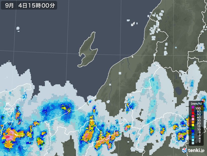 新潟県の雨雲レーダー(2020年09月04日)