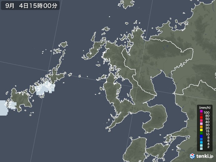 長崎県の雨雲レーダー(2020年09月04日)