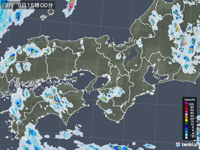 近畿地方の雨雲レーダー(2020年09月05日)