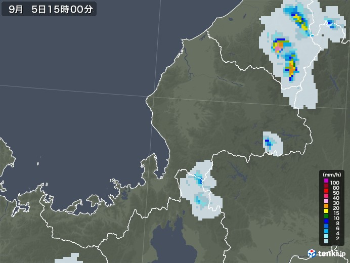 福井県の雨雲レーダー(2020年09月05日)