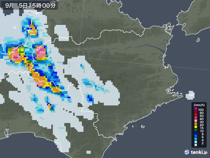 徳島県の雨雲レーダー(2020年09月05日)