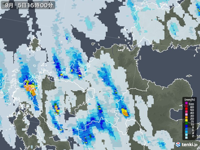 福岡県の雨雲レーダー(2020年09月05日)