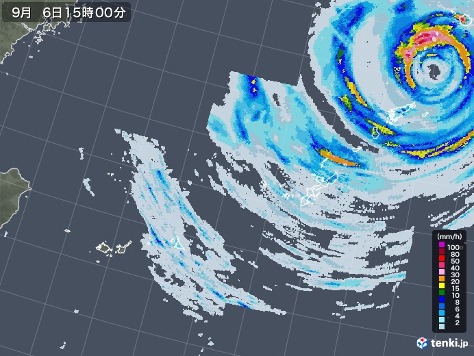 沖縄地方の雨雲レーダー(2020年09月06日)