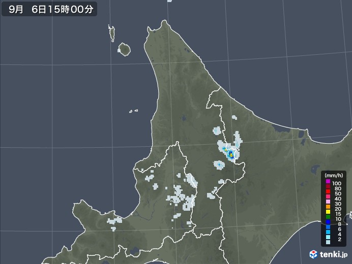 道北の雨雲レーダー(2020年09月06日)