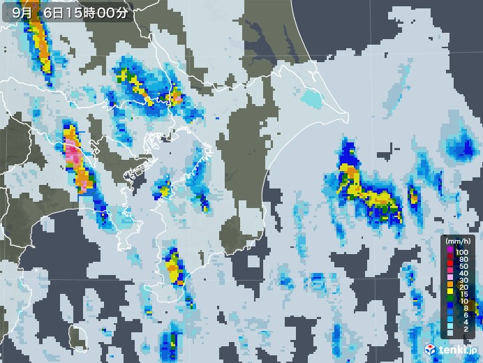 千葉県の雨雲レーダー(2020年09月06日)