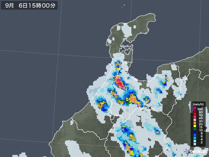 石川県の雨雲レーダー(2020年09月06日)