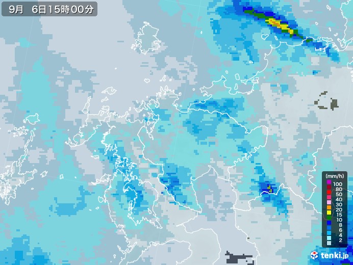佐賀県の雨雲レーダー(2020年09月06日)