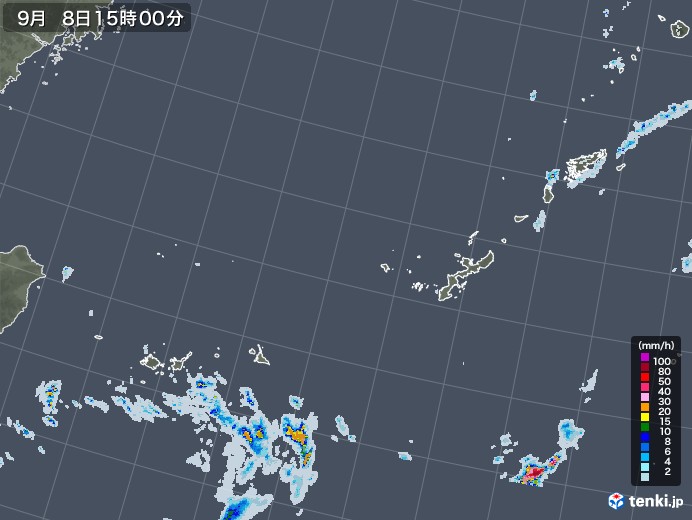 沖縄地方の雨雲レーダー(2020年09月08日)