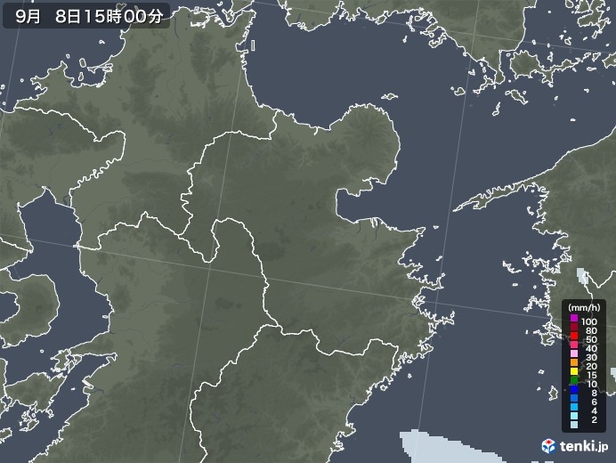 大分県の雨雲レーダー(2020年09月08日)