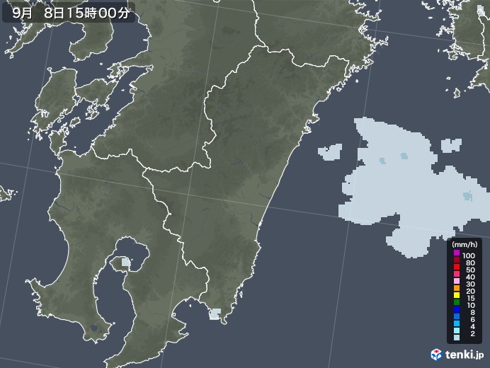 宮崎県の雨雲レーダー(2020年09月08日)